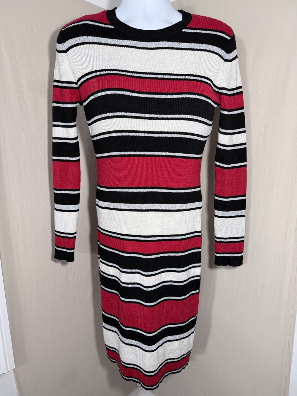 No Boundaries Metallic Ribbed Stripe Sweater Dress 3XL